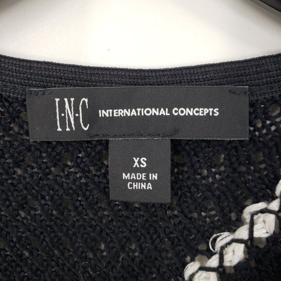 3/$25 INC International Concepts Crochet Knit Dress XS Bodycon Fringe Black - Picture 4 of 9